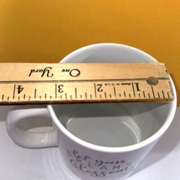 Ceramic White Mug With "Let Your Dreams Blossom" Quote & Floral Bicycle Design - Picture 5 of 6